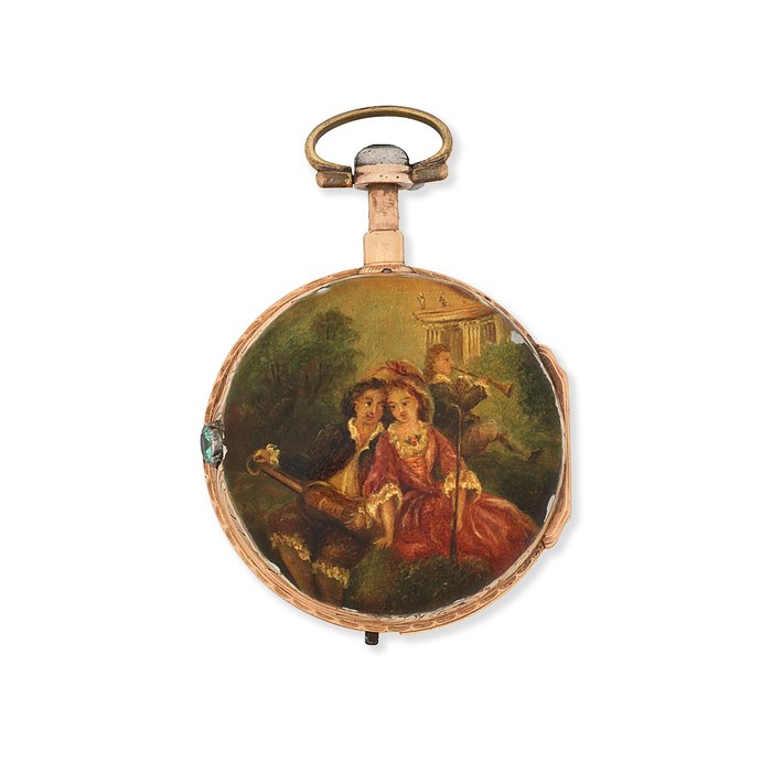 Baillon, a Paris. A gilt metal key wind open face quarter repeating pocket watch Circa 1770