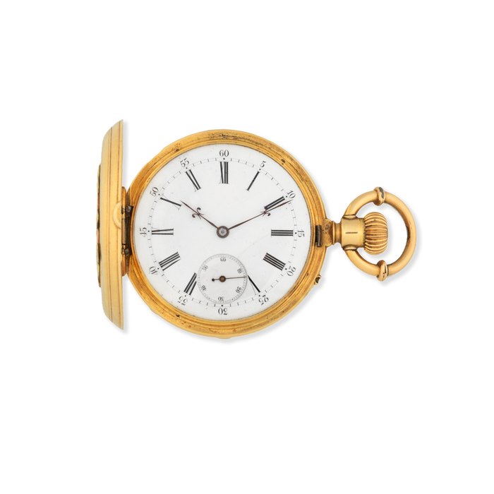  Humbert Ramuz, Chaux-de-Fonds. An 18K gold keyless wind full hunter pocket watch Circa 1890, Price & Market Data