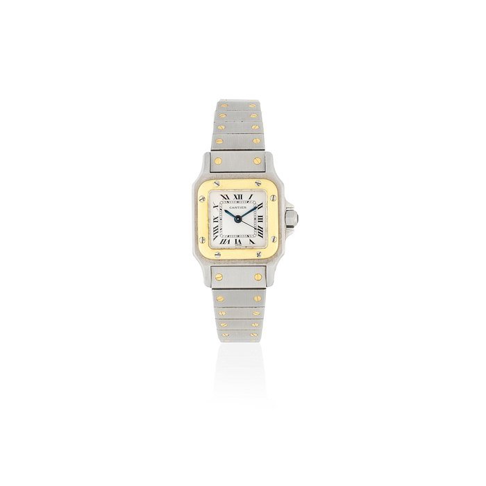 Cartier Cartier. A lady's stainless steel and gold automatic bracelet watch Santos, Circa 2000