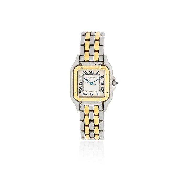 Cartier. A mid-size stainless steel and gold quartz bracelet watch Panthère, Ref: 1100, Circa 1990