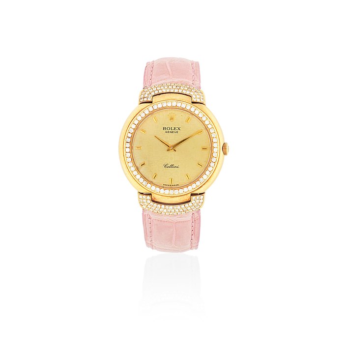 Chopard Rolex. A mid-size 18K gold and diamond set quartz wristwatch Cellini, Ref: 6622, Circa 1993