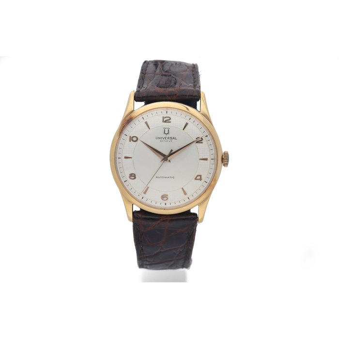 Universal Genève Universal Genève. A Yellow Gold Bumper Automatic Wristwatch with Two-Tone Textured Dial, Price & Market Data