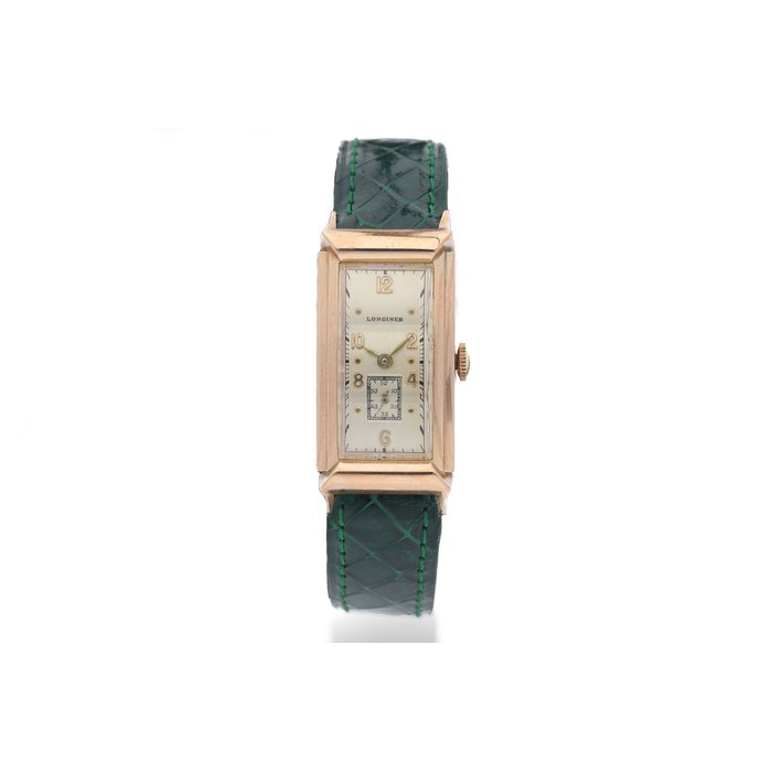 Longines Longines. An unusual 14K Pink Gold Rectangular Wristwatch, Price & Market Data