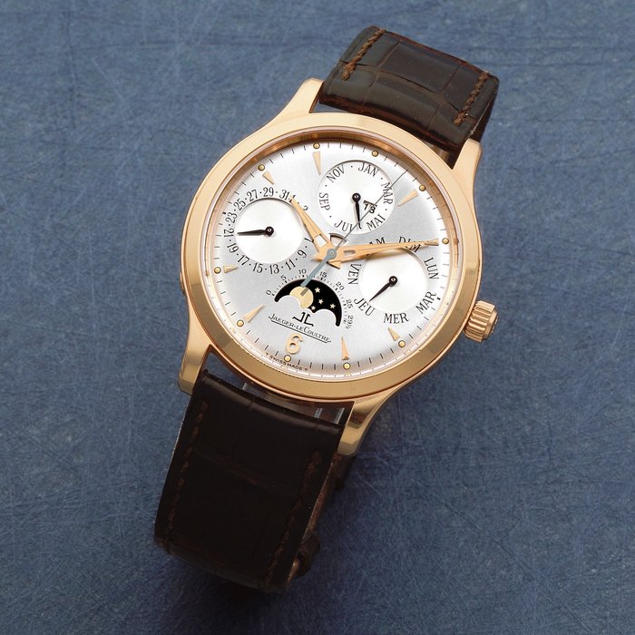 Jaeger-LeCoultre. An 18K rose gold automatic triple calendar wristwatch with moon phase Master Control 1000 Hours, Ref: 140.2.80, Circa 2000