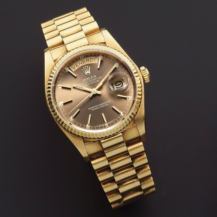 Rolex. An 18K gold automatic calendar bracelet watch Day-Date, Ref: 18038, Circa 1980