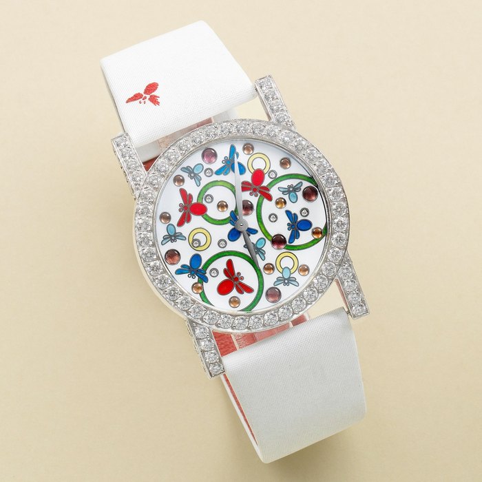 Chaumet. A unique 18K white gold and diamond set quartz wristwatch with enamel dial Limited Edition No.1/1, Circa 2000