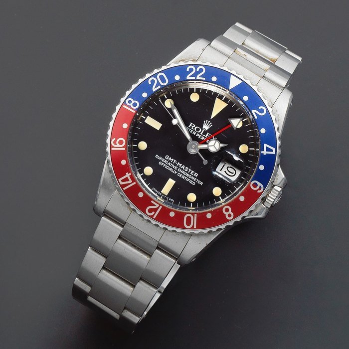Rolex Rolex. A stainless steel automatic calendar bracelet watch with 'Pepsi' bezel GMT Master, Ref: 1675, Sold 13th October 1966 · 1675