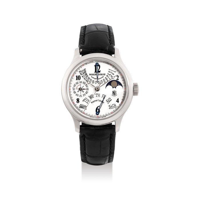 Roger Dubuis, A 18K White Gold Perpetual Calendar Wristwatch with Moon-Phases, No. 01/28, with certificate
