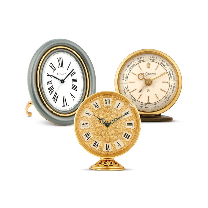 Jaeger-LeCoultre, Two Desk Clocks and A Cartier Desk Clock