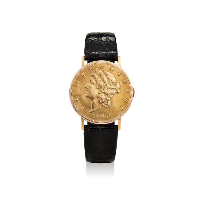 Audemars Piguet Audemars Piguet. A Very Rare Yellow Gold Skeletonised 20$ Coin Wristwatch, Price & Market Data