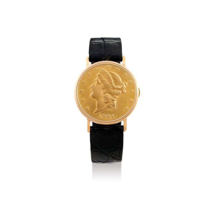 Ulysse Nardin. A Rare Yellow Gold US$ 20 Coin Wristwatch