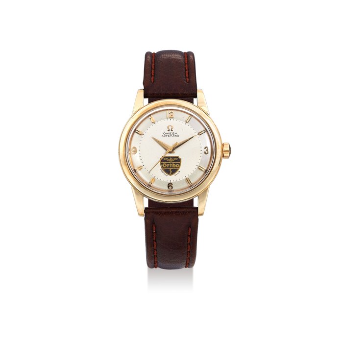 Omega. A 14K Yellow Gold Wristwatch with 'Ortho' logo