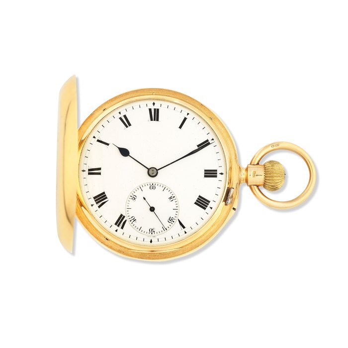 Breguet An 18K gold keyless wind full hunter karousel pocket watch London Hallmark for 1905