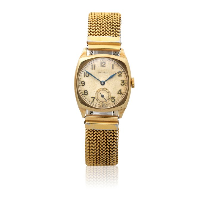 Rolex. A 9K gold manual wind cushion form bracelet watch Ref: 2988, Glasgow Import mark for 1936