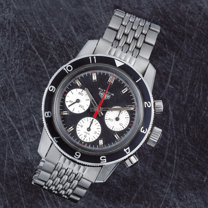 Heuer. A stainless steel automatic chronograph bracelet watch for the Argentinean Air Force Autavia, Ref: 2446 C, Circa 1971