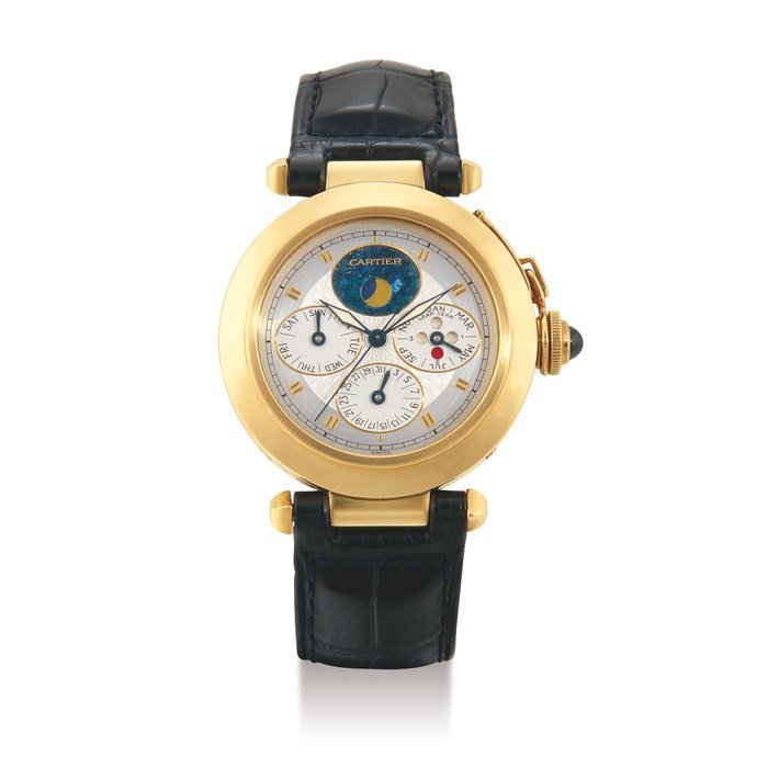 Cartier Cartier, A Yellow Gold Automatic Perpetual Calendar Wristwatch with Moonphases and Leap Year Indication, "Pasha", Case No. MG238055