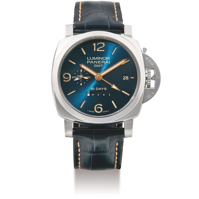 Panerai, A Fine Limited Edition Stainless Steel 10 Day Automatic Wristwatch with Date and GMT Indication, Luminor GMT, PAM00689, No. S081/300, Case No: BB1767093 OP 6985, with box and certificate