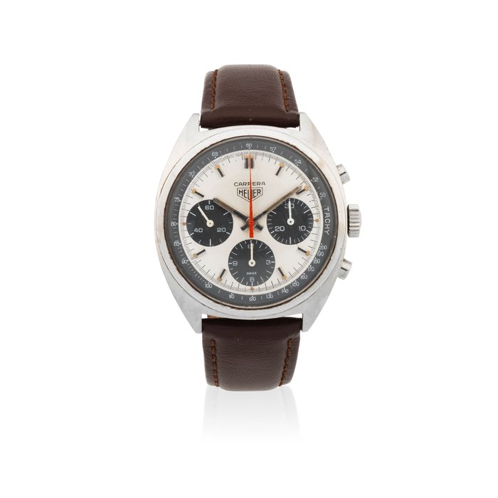 Heuer Heuer. A stainless steel manual wind chronograph wristwatch Carrera, Ref: 73653, Circa 1970, Price & Market Data