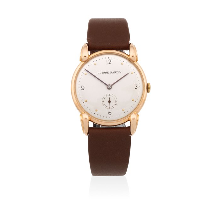 Ulysse Nardin. An 18K rose gold manual wind wristwatch with horned lugs Circa 1960