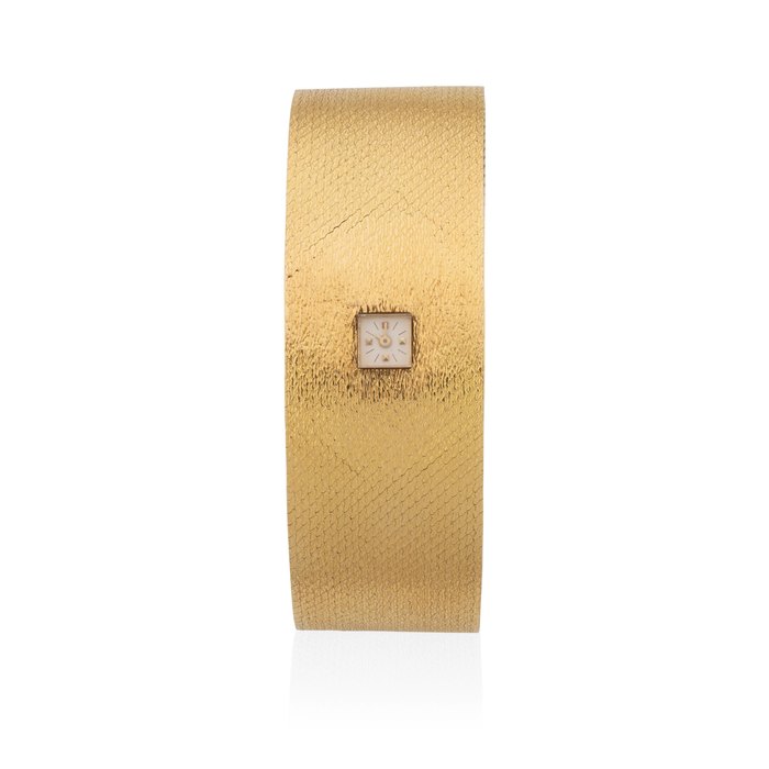 Vacheron & Constantin. A lady's 18K gold manual wind rectangular bracelet watch with unusual small dial Circa 1960