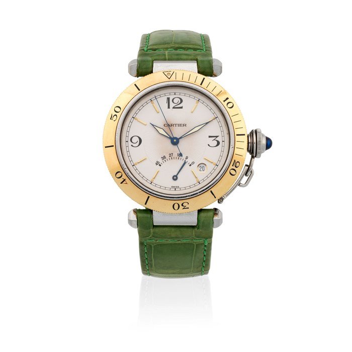 Cartier Cartier. An 18k gold and stainless steel automatic calendar wristwatch with power reserve Pasha, Ref: 1033, Circa 2000