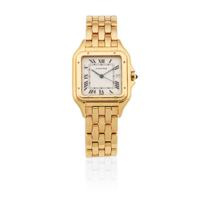 Cartier. An 18K gold quartz calendar bracelet watch Panthere, Sold 15th January 1989