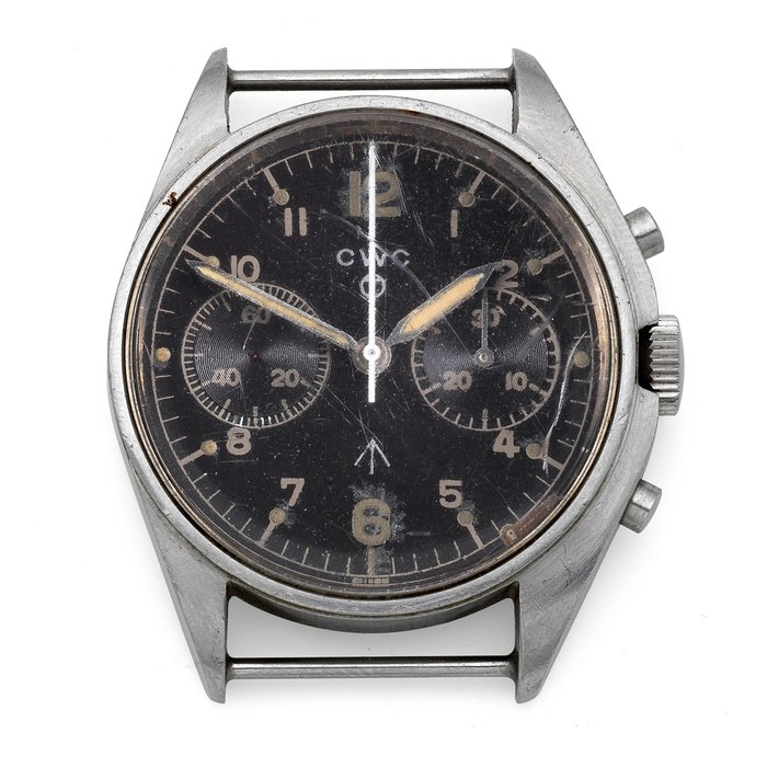 CWC. A stainless steel manual wind military chronograph watch issued for the Navy Circa 1980
