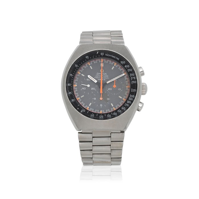 Omega. A stainless steel manual wind chronograph bracelet watch with racing dial Speedmaster Mark II, Ref: 145.014, Circa 1974