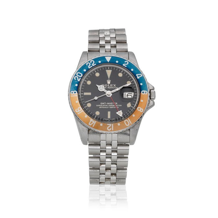 Rolex Rolex. A stainless steel automatic calendar bracelet watch with 'Pepsi' bezel GMT Master, Ref: 1675, Circa 1966 · 1675