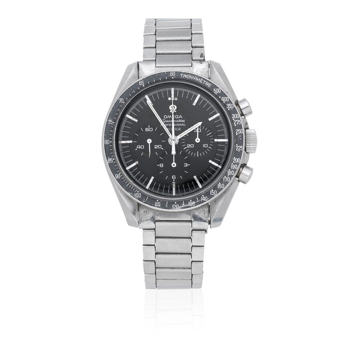 Omega. A stainless steel manual wind chronograph bracelet watch Speedmaster Professional Retailed by Meister, Ref: S105.012-65, Circa 1965