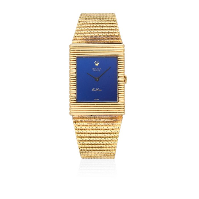 Rolex. An 18K gold manual wind rectangular bracelet watch Cellini, Ref: 4012, Circa 1980