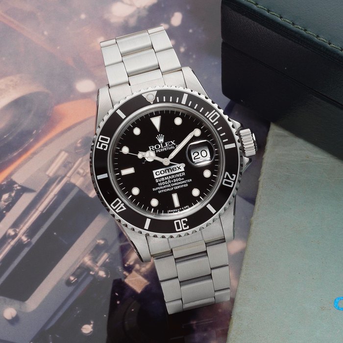 Rolex. A rare stainless steel automatic centre seconds divers bracelet watch made for Comex Submariner Comex, Ref: 16800, Circa 1985