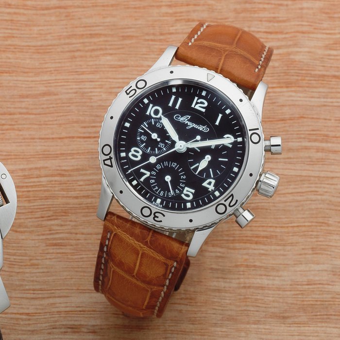 Breguet. A stainless steel automatic chronograph wristwatch Type XX Aeronavale, Ref: 3800, Sold 2002