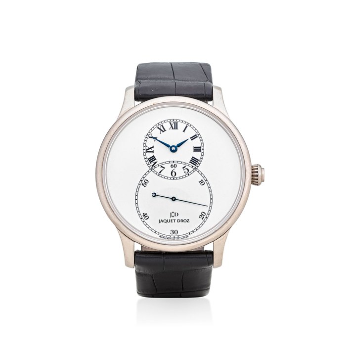 Jaquet Droz. An 18K white gold automatic wristwatch with eccentric dial Grande Seconde Hommage Genève 1784, Ref: J00303, Circa 2010