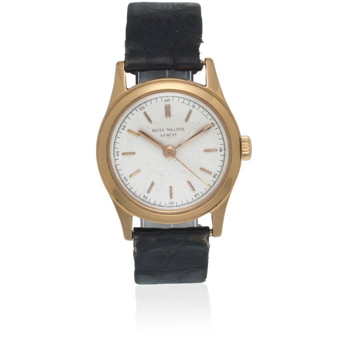 Patek Philippe. An 18K rose gold manual wind wristwatch with centre seconds Ref: 2483, Sold 26th May 1954