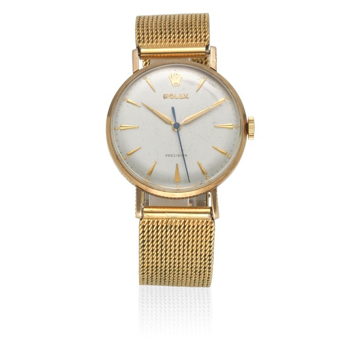 Rolex. A 9K gold manual wind bracelet watch Precision, London Hallmark for 1961