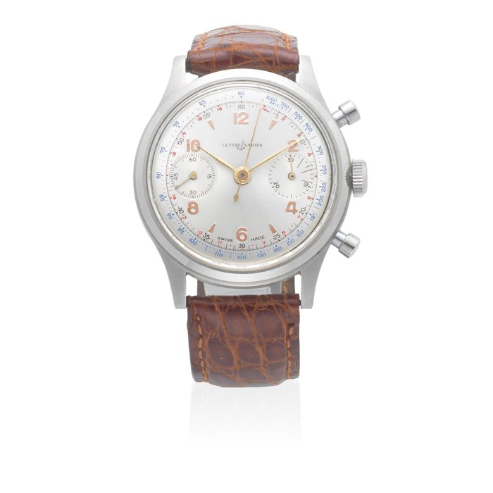Ulysse Nardin. A stainless steel manual wind chronograph wristwatch Ref: 4070, Circa 1950