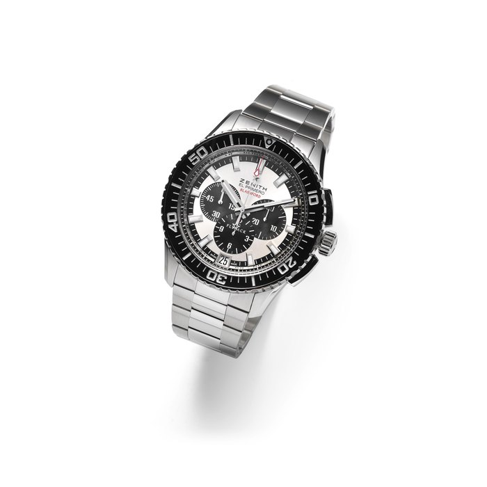 Zenith. A limited edition stainless steel automatic calendar flyback chronograph bracelet watch, the property of Colonel John Blashford-Snell El Primero Blashford, No.403/500, Ref: 03.2062.405, Sold 10th October 2016
