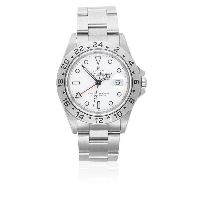 Rolex Rolex. A stainless steel automatic calendar bracelet watch with dual time zone Explorer ll, Ref: 16570, Circa 1998 · 16570