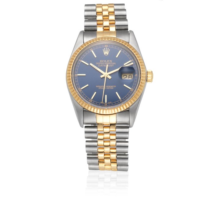 Rolex. A stainless steel and gold automatic calendar bracelet watch Datejust, Ref: 16013, Circa 1975