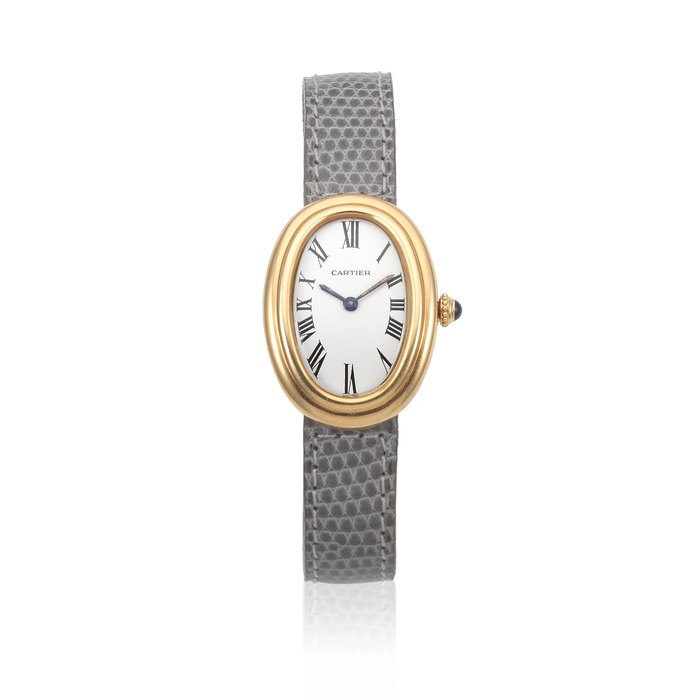 Cartier. A lady's 18K gold manual wind oval wristwatch Baignoire, Circa 2000