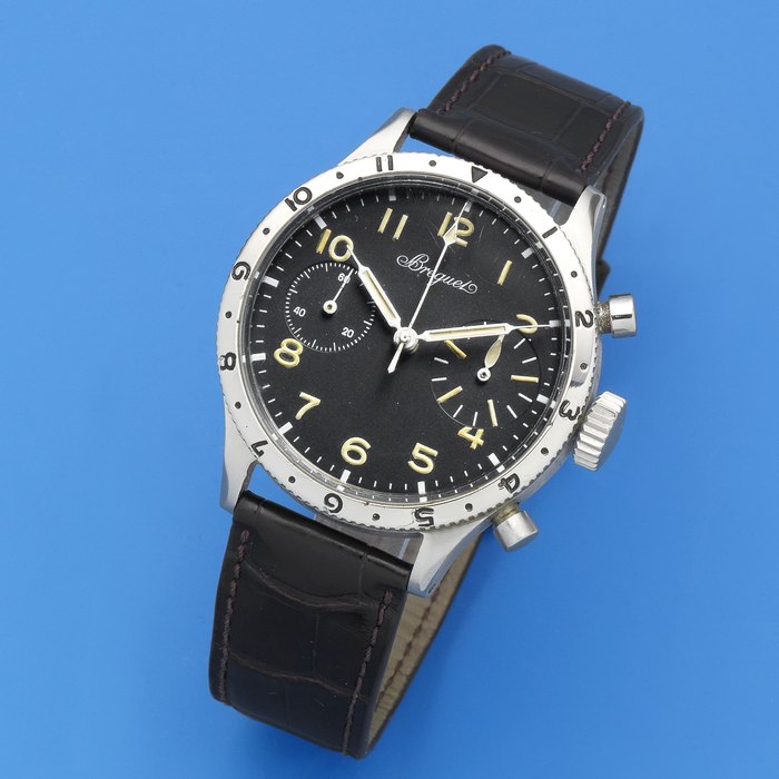 Breguet. A stainless steel manual wind flyback chronograph wristwatch Aeronavale, Type XX, Ref: 2977, Sold 23th December 1960
