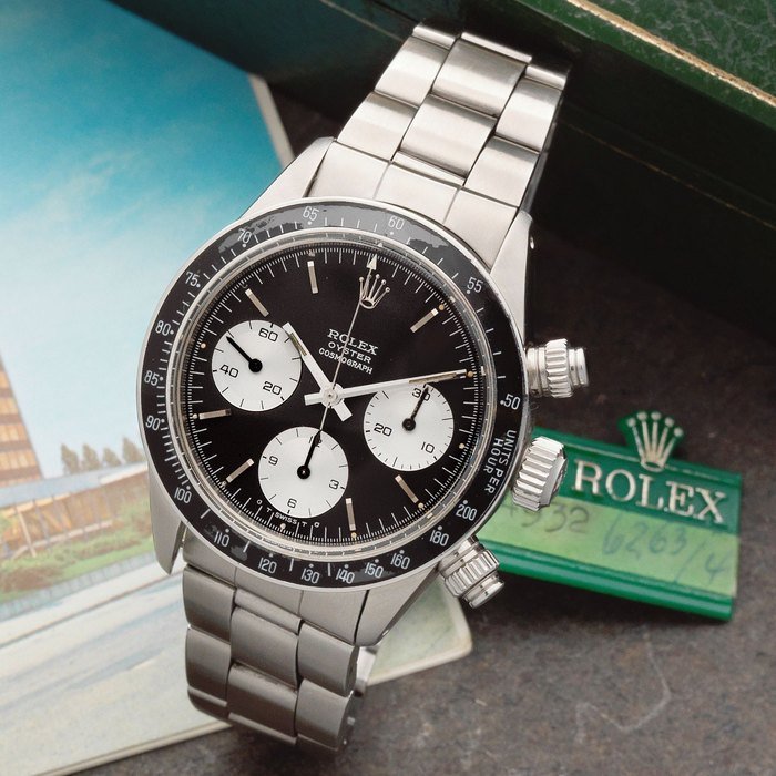 Rolex Rolex. A fine and rare stainless steel manual wind chronograph bracelet watch Cosmograph, Ref: 6263/6265, Circa 1974 · 6263/6265