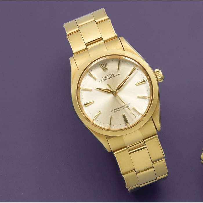 Rolex. An 18K gold automatic bracelet watch Oyster Perpetual, Ref: 1002/1005, Circa 1964