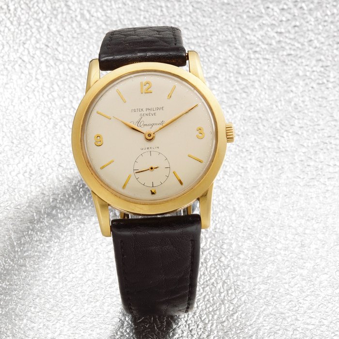Patek Philippe. A fine and rare 18K gold manual wind anti-magnetic wristwatch retailed by Gübelin Amagnetic, Ref: 2570-1, Circa 1958