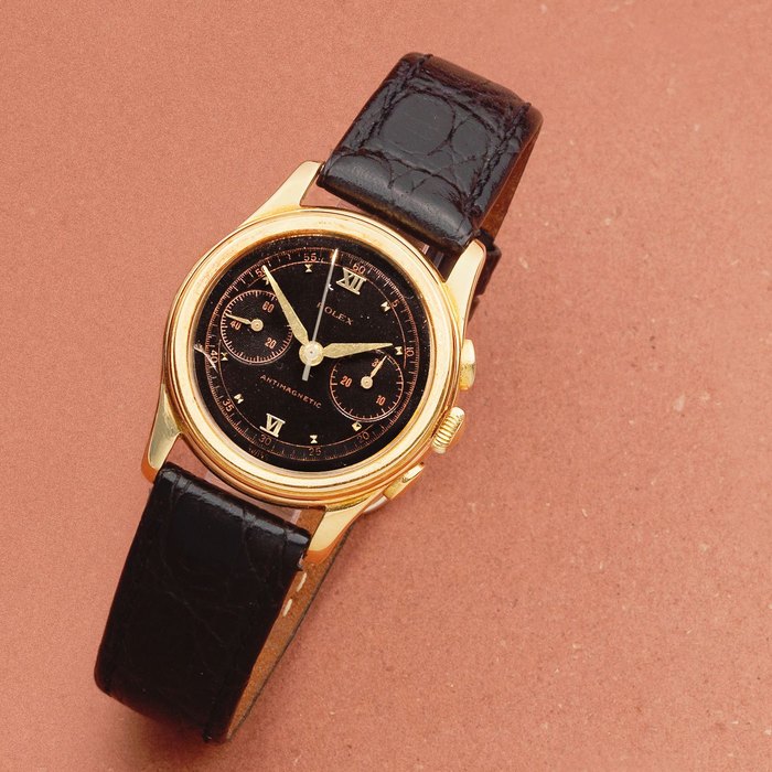 Rolex. A rare and early small 18K rose gold manual wind chronograph wristwatch Piccolino, Ref: 3055, Circa 1935