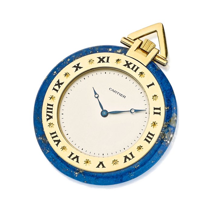 Cartier. A fine gold mounted lapis lazuli dress watchRef: 744279, 1970's