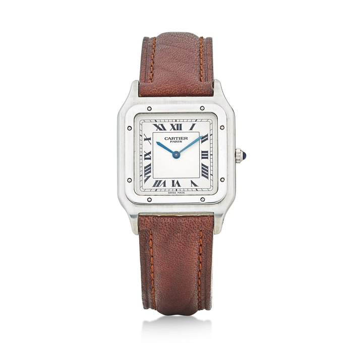 Cartier. A rare platinum manual wind wristwatch Santos , Ref: 1575 B, 1990's