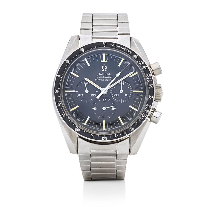 Omega. A fine and rare stainless steel 'transitional' manual wind chronograph wristwatch Speedmaster Professional, Ref: 145.022-68 ST, manufactured February 24, 1969