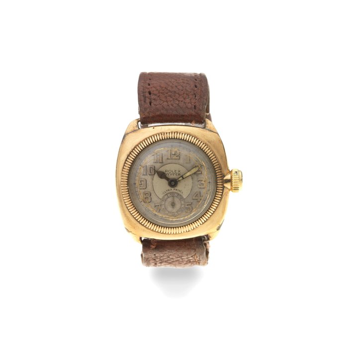 Rolex. A 9K gold manual wind cushion form wristwatch Oyster Ultra Prima, Ref: 714, Circa 1928